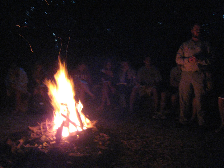 OReillys Day 3 - Tane and Campfire Tane talking to our group