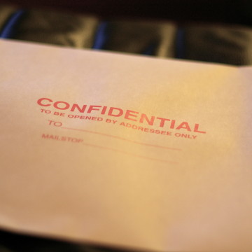 Envelope with the word "Confidential"