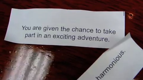 Image of a fortune cookie with exciting adventure