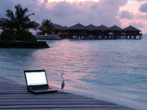 Laptop in paradise