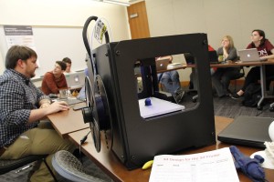 One of Elon's 3D printers at the #MakeElon workshop. Photo by Dan Reis.