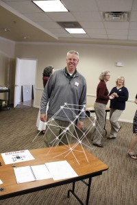 Doug Purnell and his structure made out of straws and connectors.