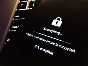 Image of phone being encrypted