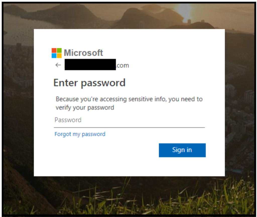 Fraudulent login page used in a phishing scam targeting Office 365 users