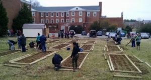 Pfeiffer University students worked on MLK Day to expand the campus "hunger relief" garden.