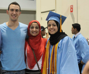 (left to right) Deah Baraka, Yusor Baraka, Raza Mohammad Abu-Salha (watchingamerica.com)