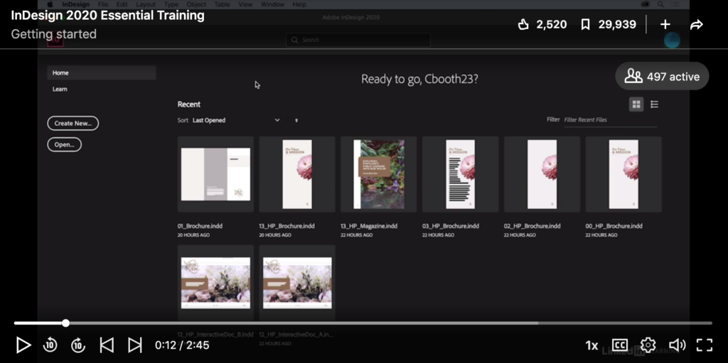 Screen shot from InDesign 2020 Essential Training course on LinkedIn Learning