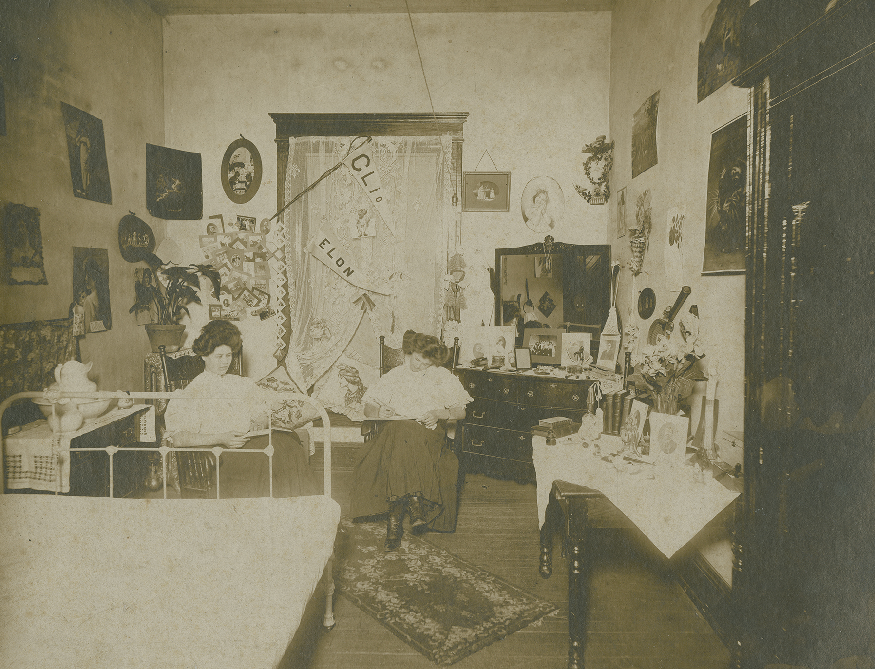 Interior of student's dorm room in West, 1908