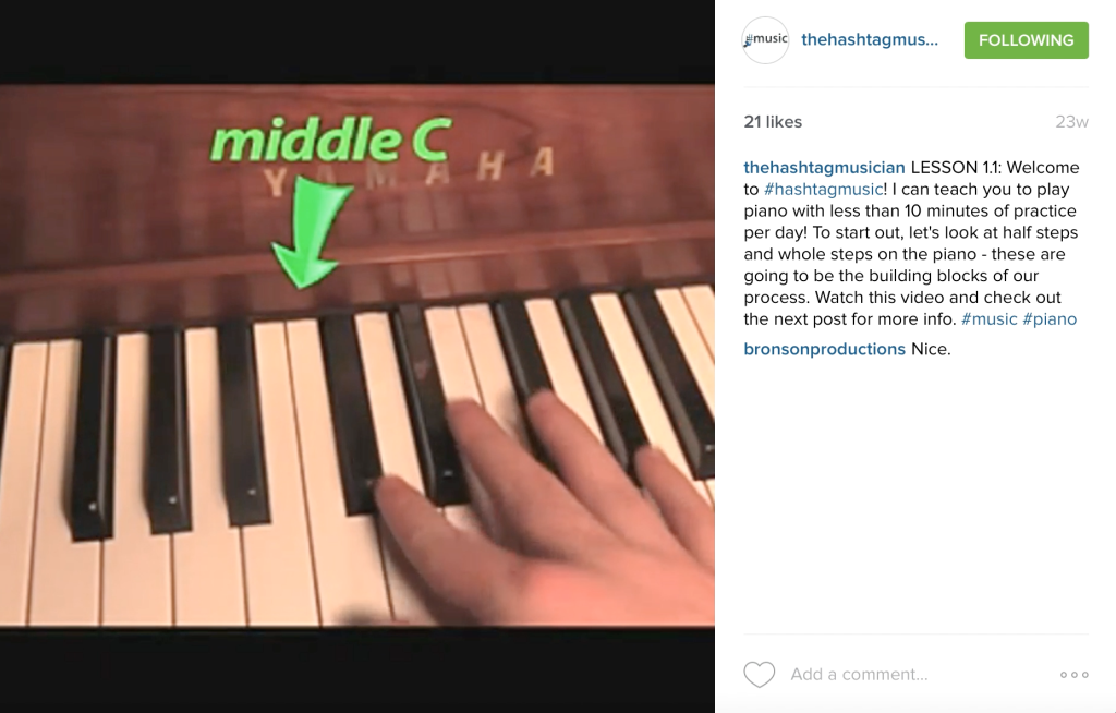 A Hashtag Music lesson that uses another video editing technique to optimize viewer comprehension
