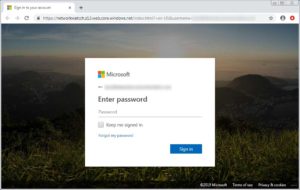 Screenshot of a fraudulent Microsoft sign-in page included as part of a phishing campaign targeting Microsoft users